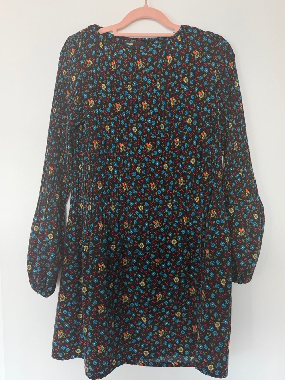 Maje Black Floral Long-Sleeve Dress